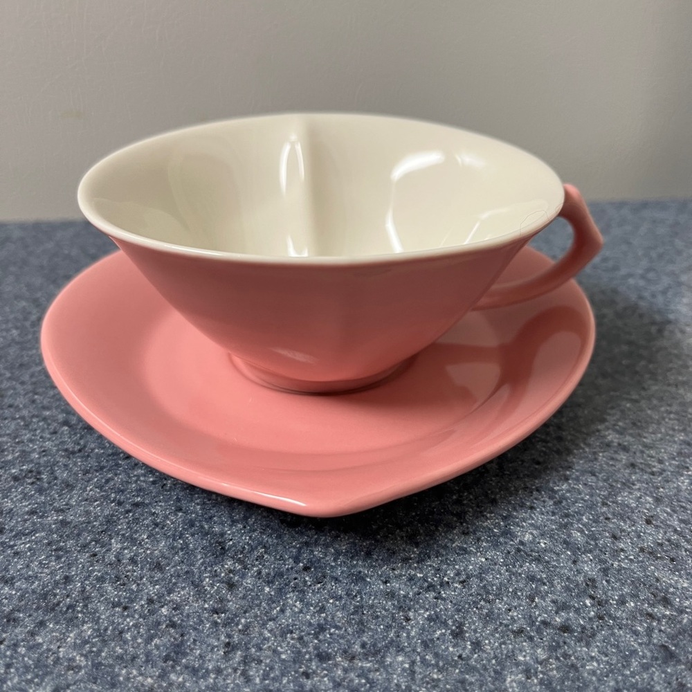 Mary Kay Pink Porcelain Heart Shaped Tea Cup & Saucer Set